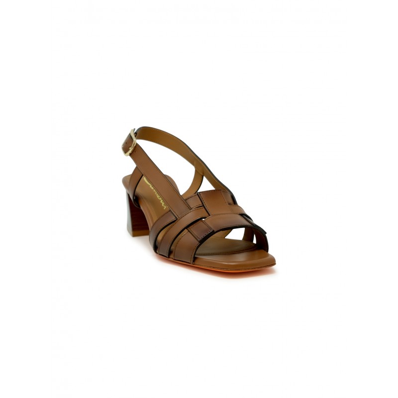 SANTONI Elegant Leather Slingback Sandal with 65 mm Heel