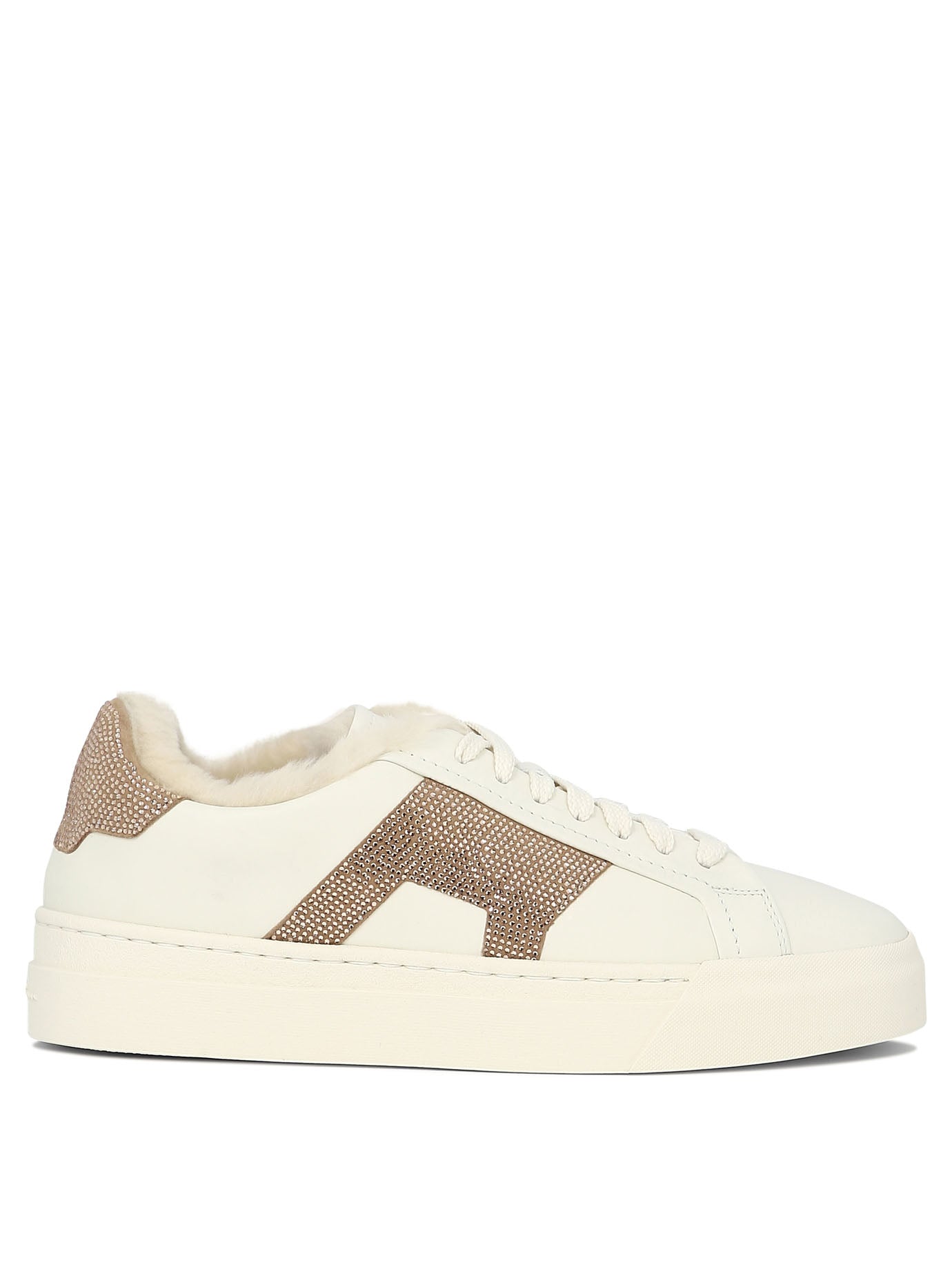 SANTONI Double Buckle Rhinestone-Embellished Sneaker