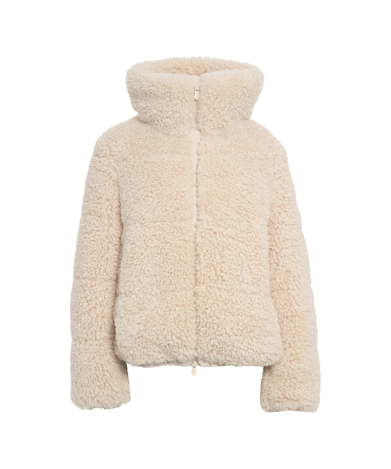 SAVE THE DUCK Cropped Faux Fur Jacket with High Collar