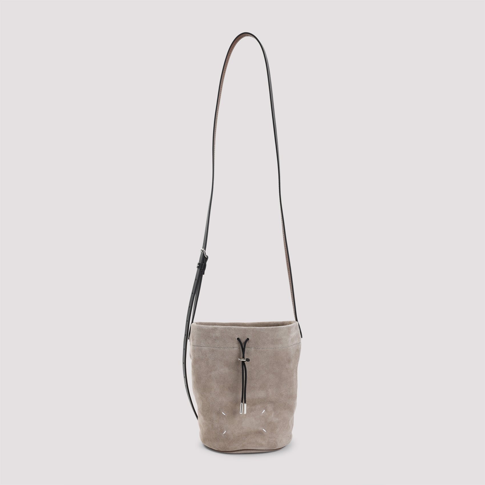 MAISON MARGIELA Drawstring Suede Leather Crossbody Handbag
