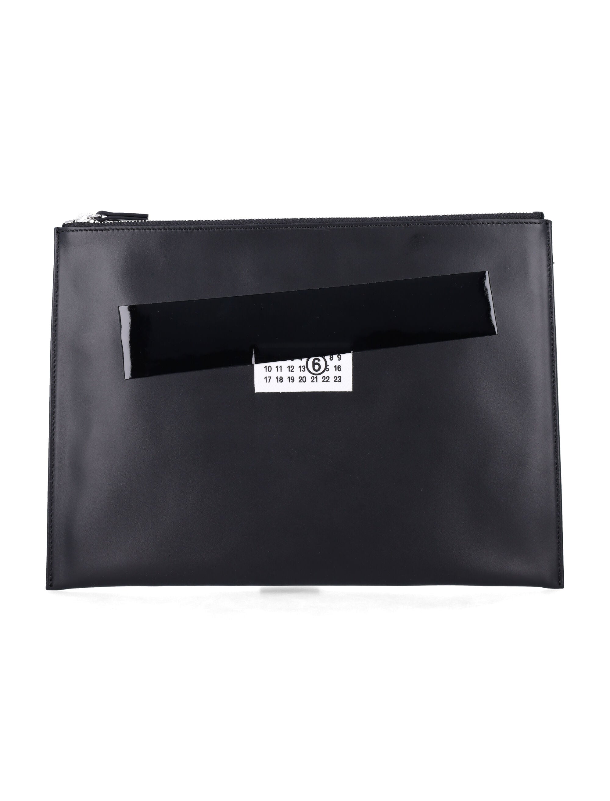 MM6 MAISON MARGIELA Mini Leather Pouch Handbag with Logo and Tape Detail