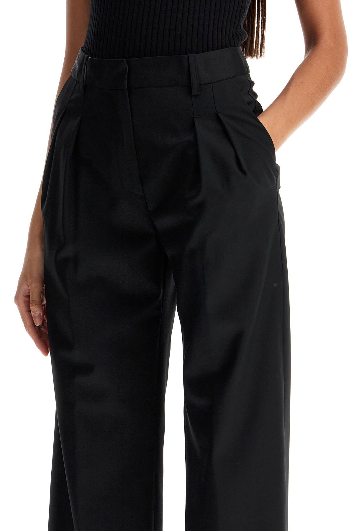 LOULOU High-Waisted Wide-Leg Pants - Size S