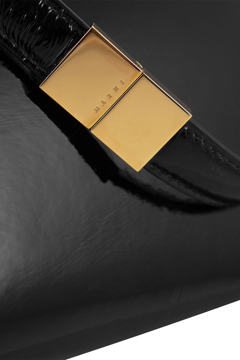 MARNI Mini Patent Leather Shoulder Handbag - 21x16x10 CM