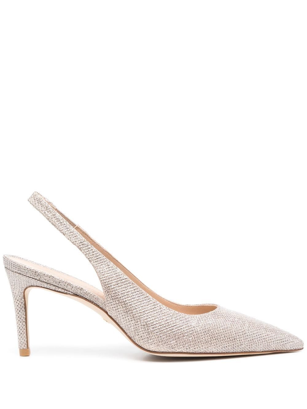 STUART WEITZMAN 75MM Metallic Slingback Leather Pumps