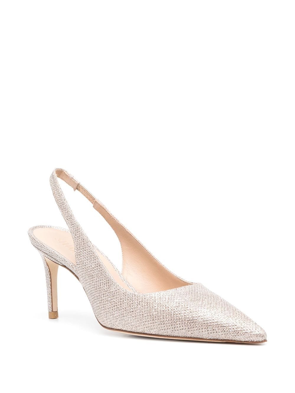 STUART WEITZMAN 75MM Metallic Slingback Leather Pumps
