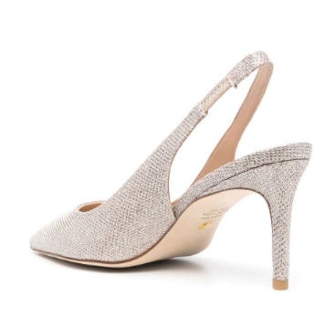 STUART WEITZMAN 75MM Metallic Slingback Leather Pumps