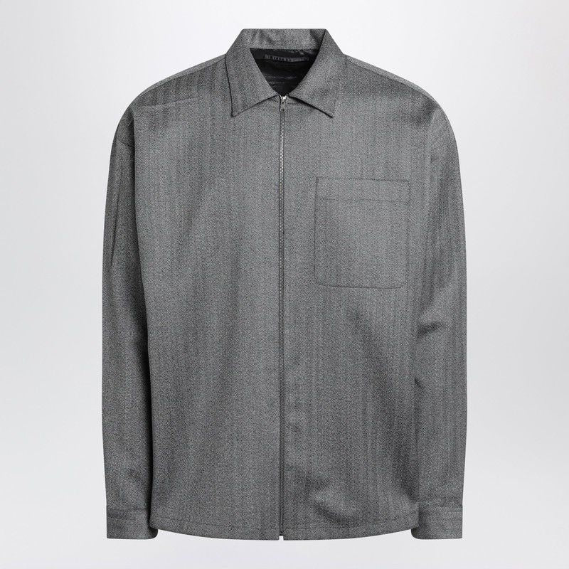 PRADA Men's Wool Overshirt with Zip Closure