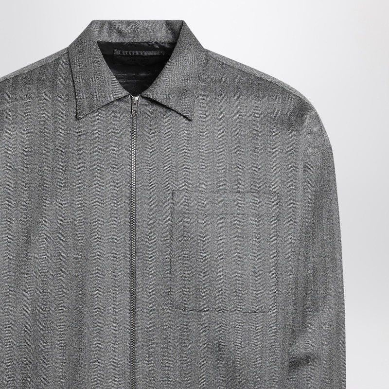 PRADA Men's Wool Overshirt with Zip Closure