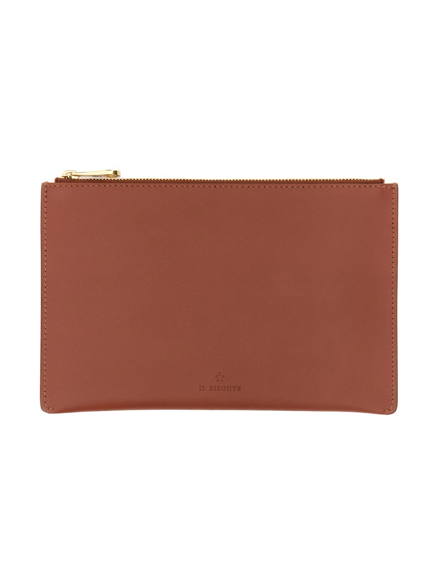 IL BISONTE Mini Leather Case with Zip Closure