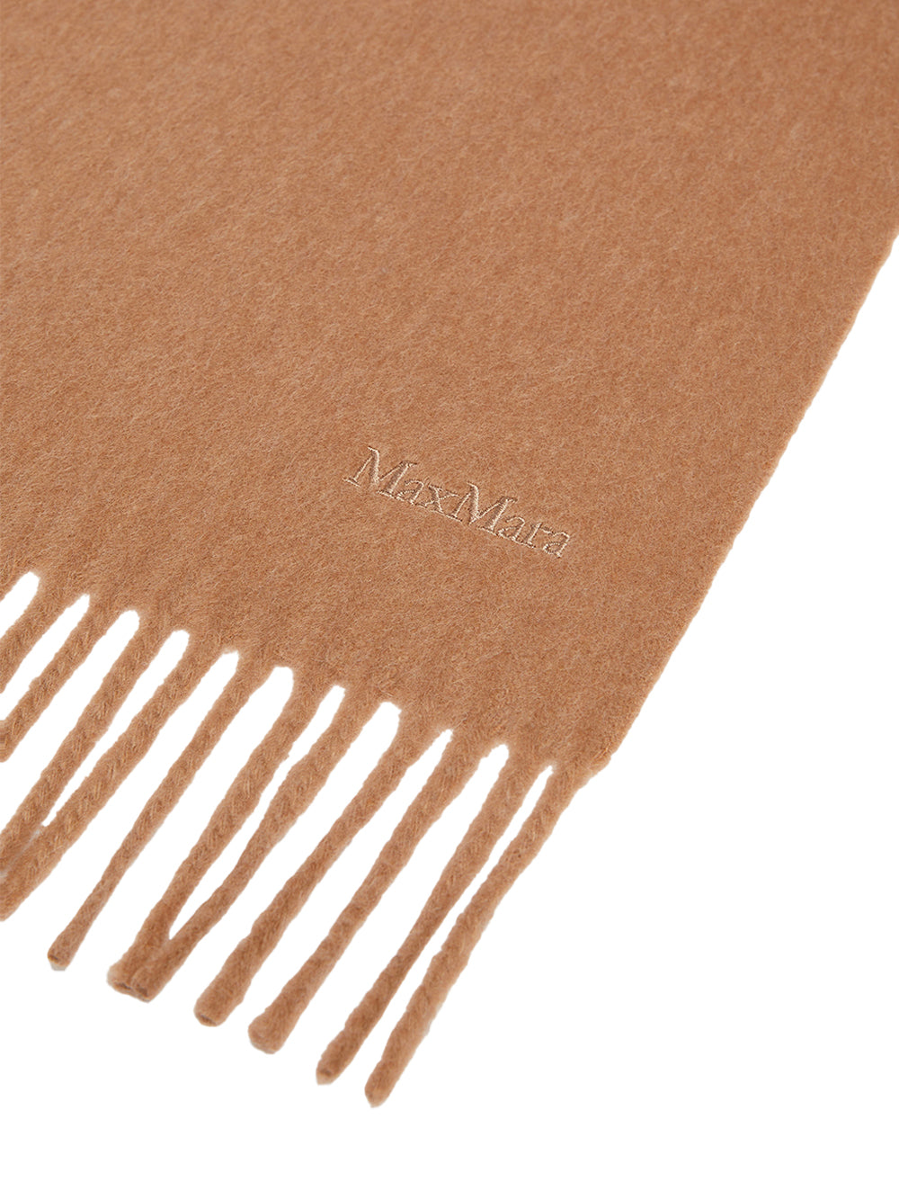 MAX MARA Wool Scarf with Embroidered Logo - 208 cm x 25 cm