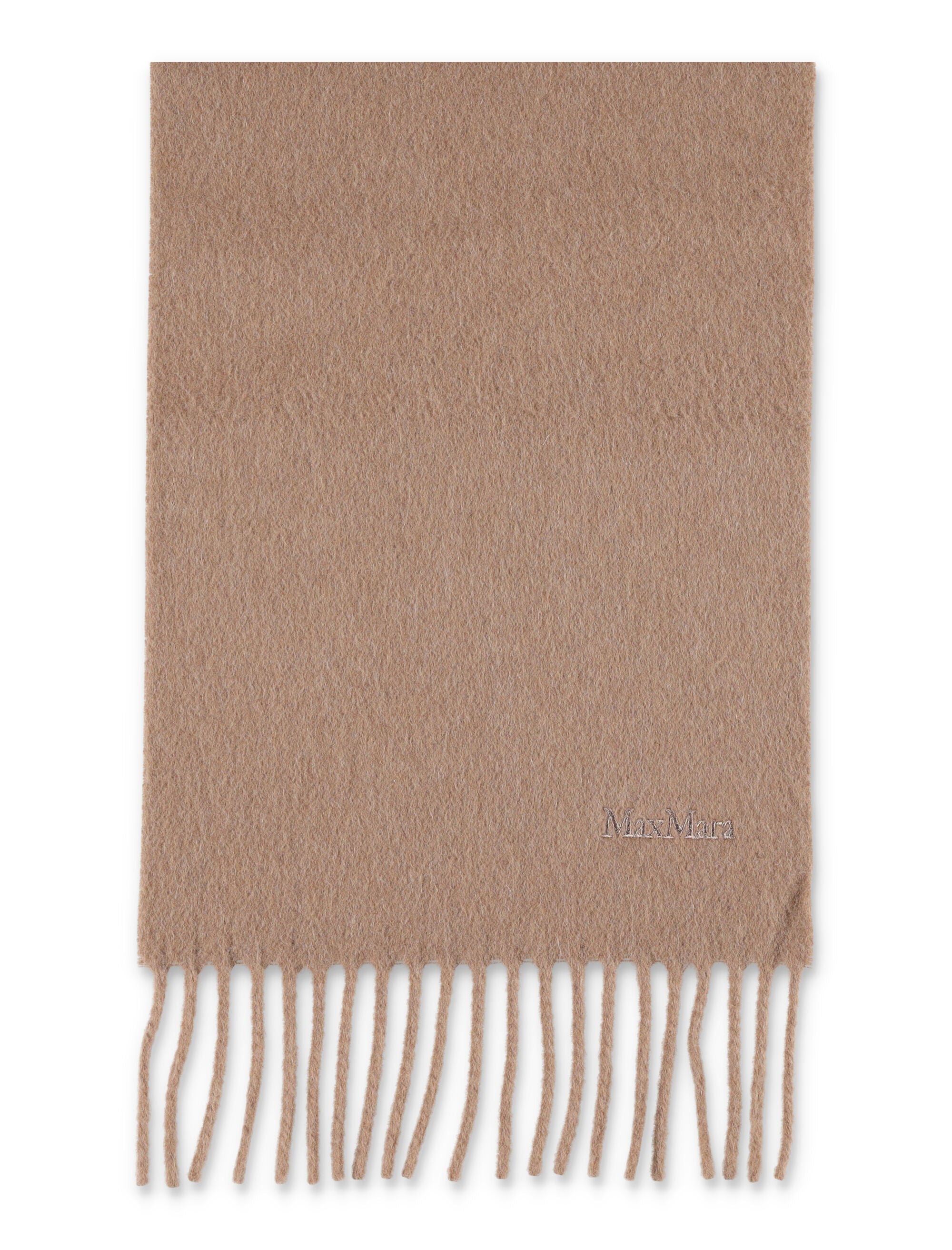 MAX MARA Wool Scarf with Embroidered Logo - 208 cm x 25 cm