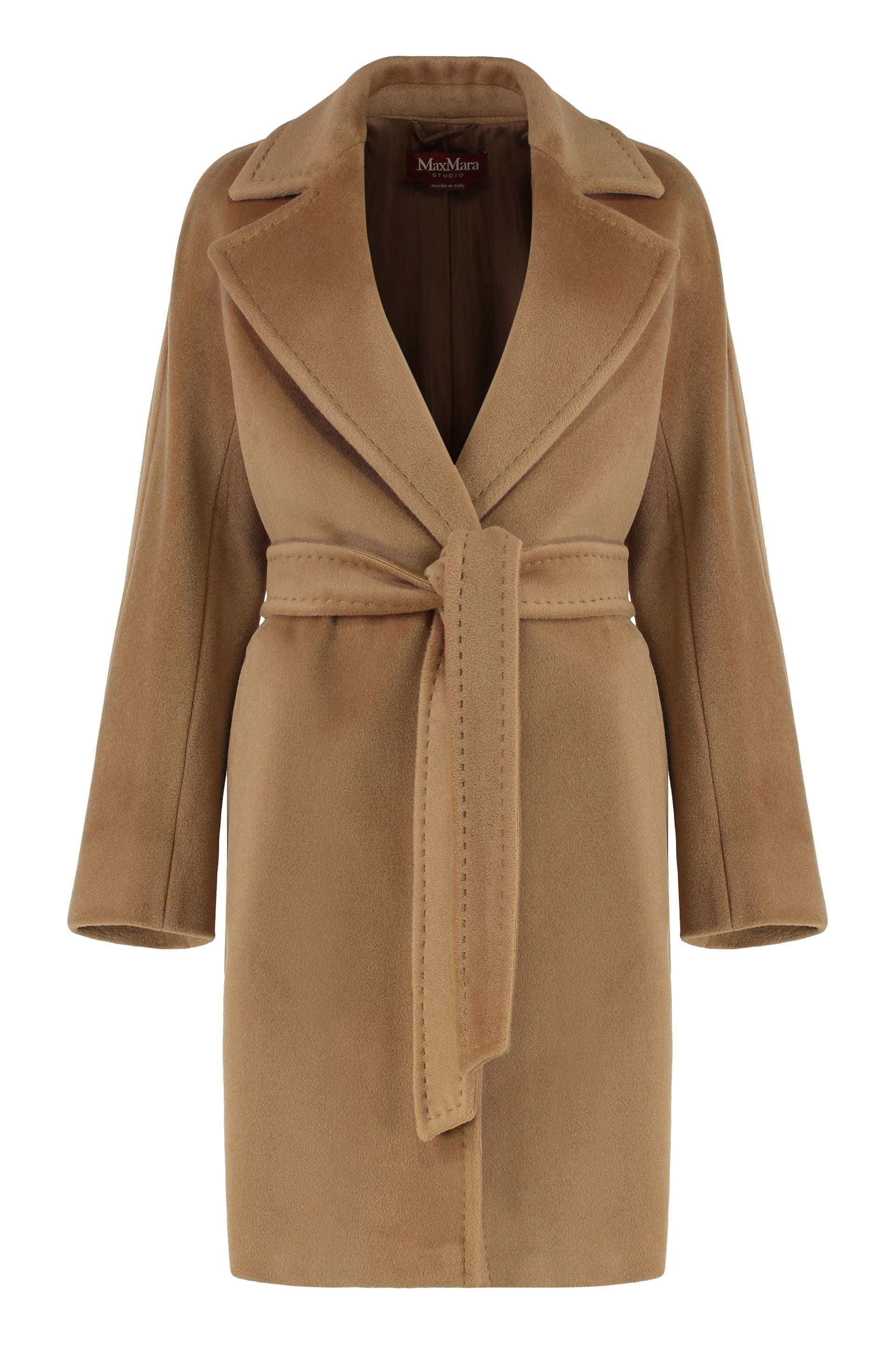 MAX MARA STUDIO Tailored Midi Dressing Gown in Luxurious Beaver Wool