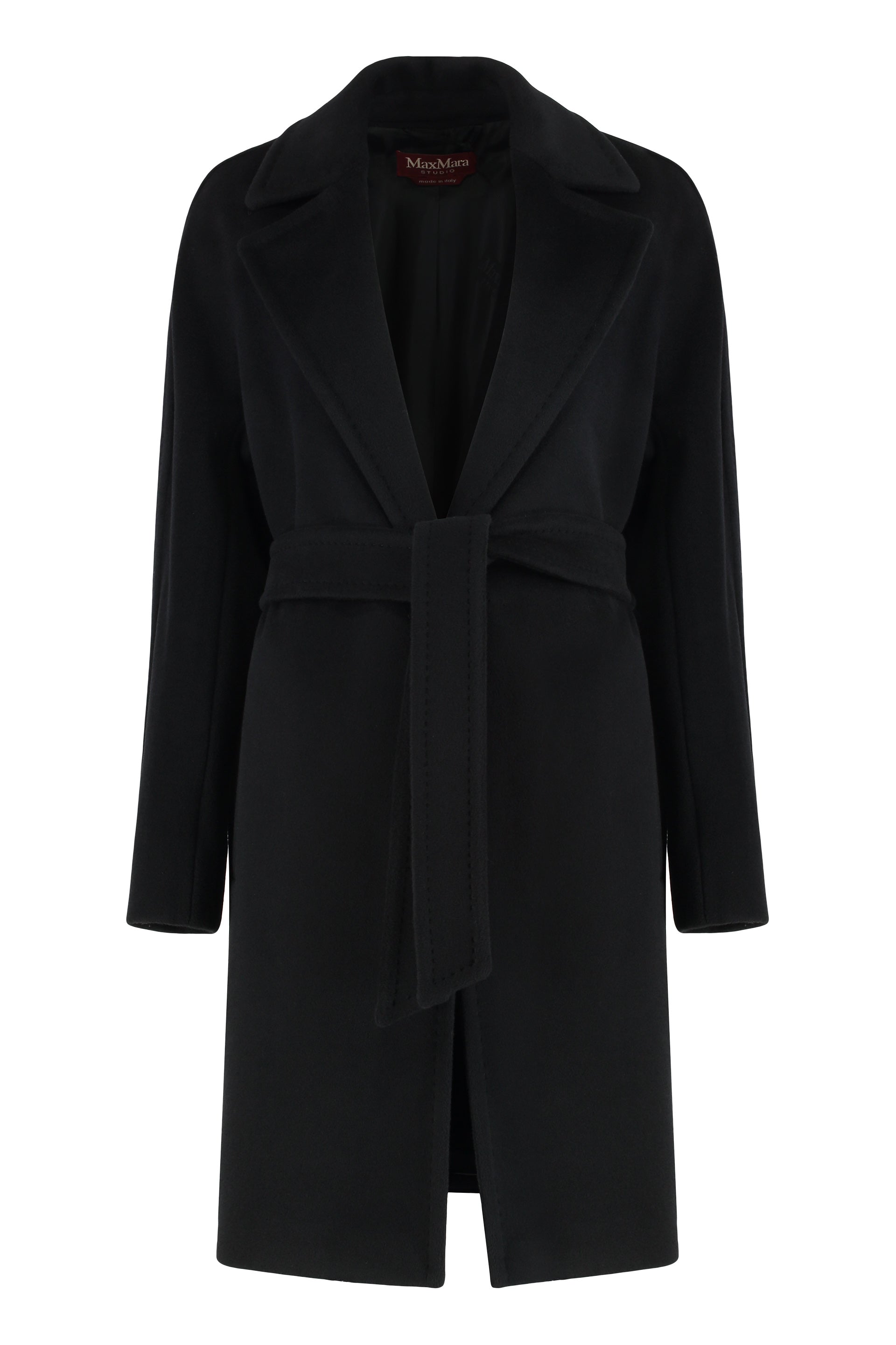 MAX MARA STUDIO Tailored Midi Robe Jacket in Luxurious Beaver Wool