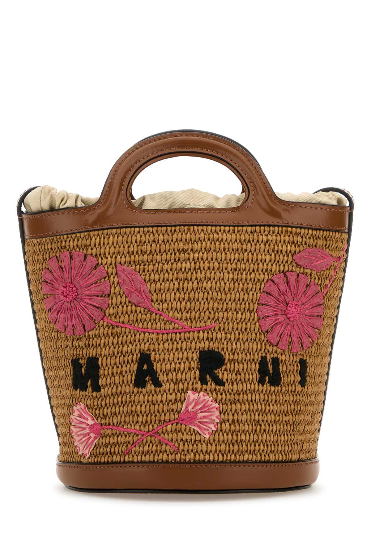 MARNI Mini Raffia and Leather Tropicalia Bucket Handbag