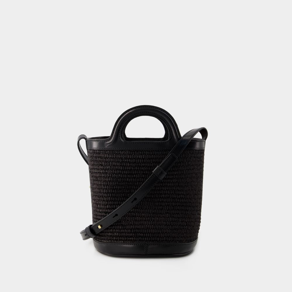 MARNI Tropicalia Leather and Raffia Bucket Handbag