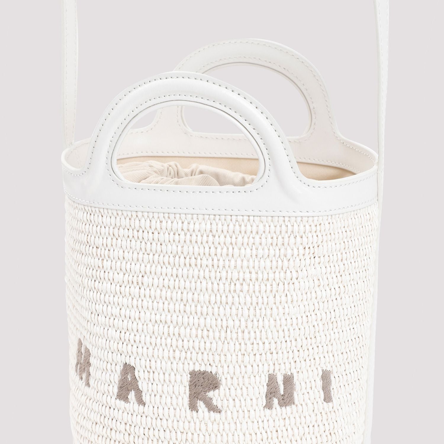 MARNI Mini Leather and Raffia Tropicalia Bucket Handbag