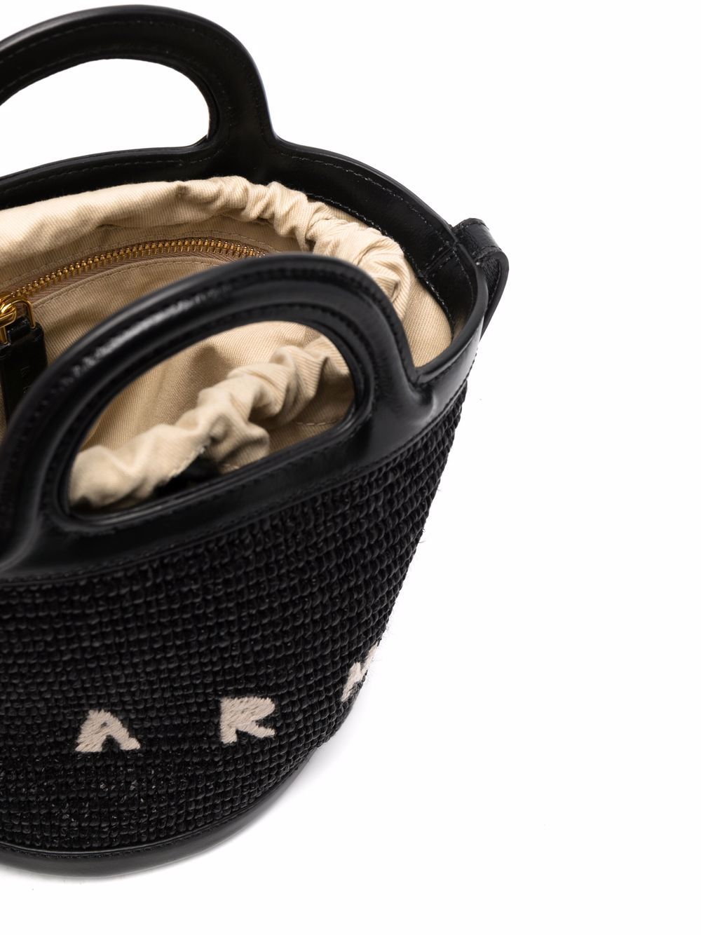 MARNI Stylish Leather and Fabric Handbag with Circular Top Handles