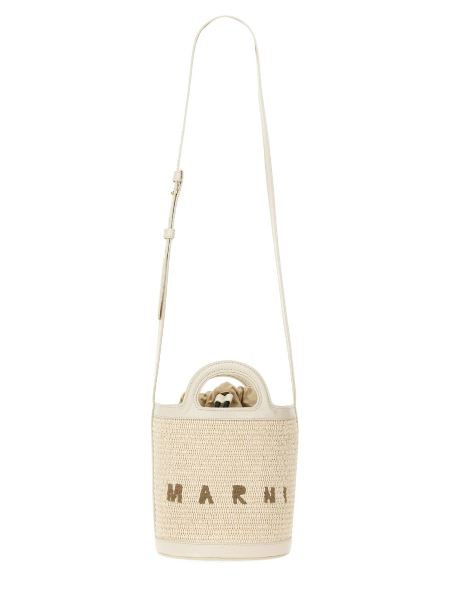 MARNI Stylish Raffia-Effect Bucket Handbag with Drawstring Closure