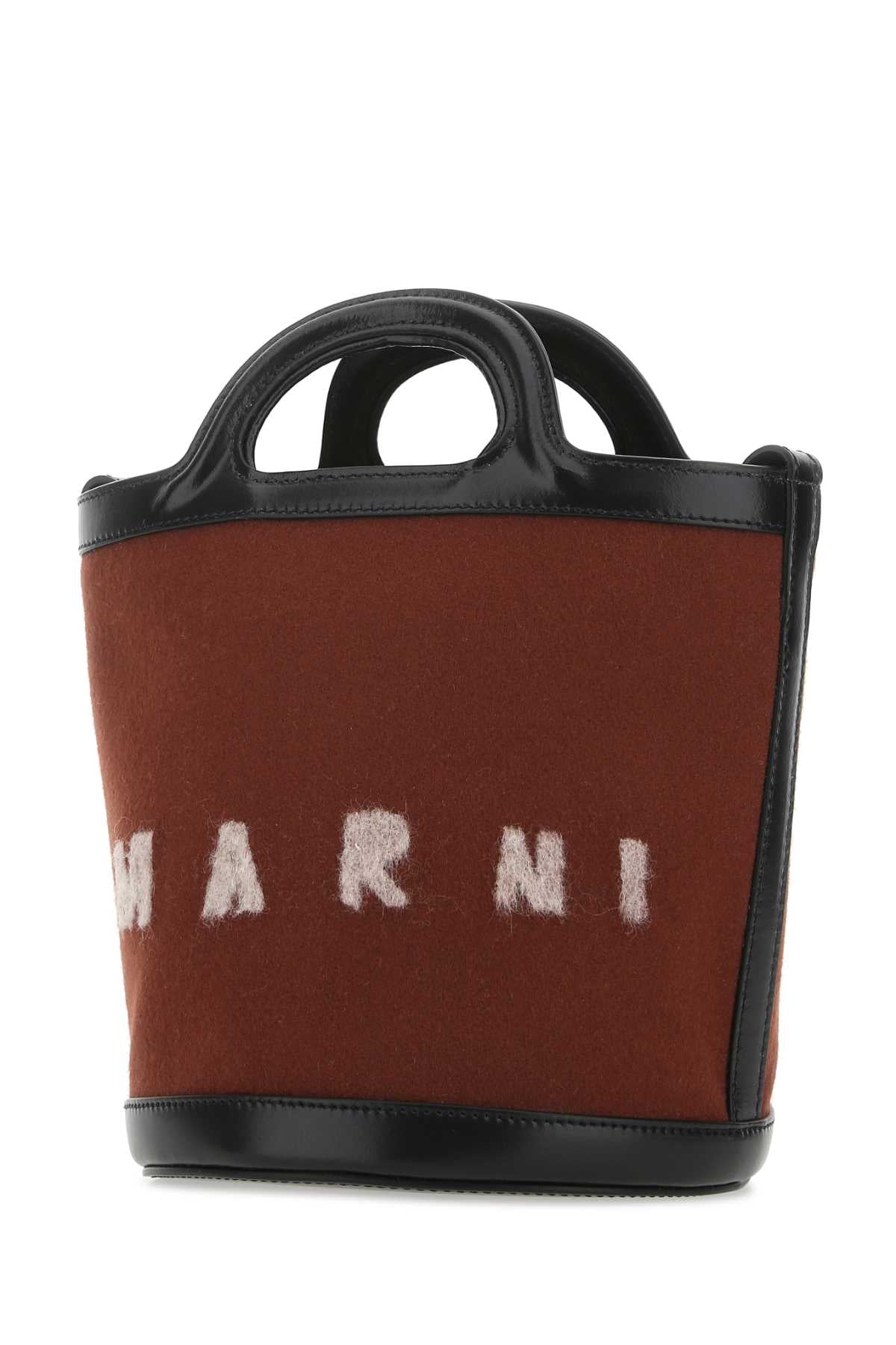 MARNI Two-Tone Felt and Leather Tropicalia Bucket Handbag