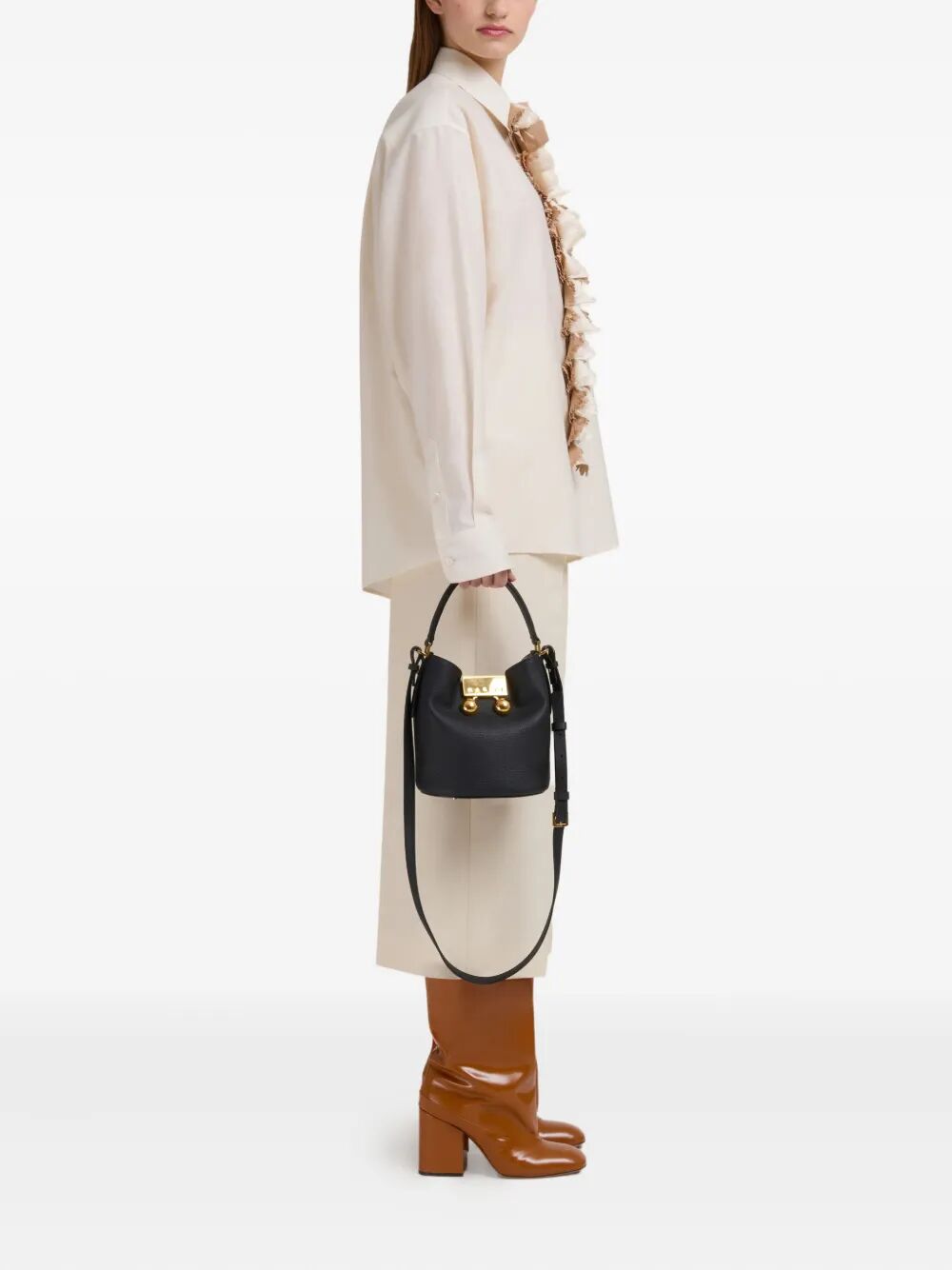 MARNI Pebbled-Leather Bucket Handbag
