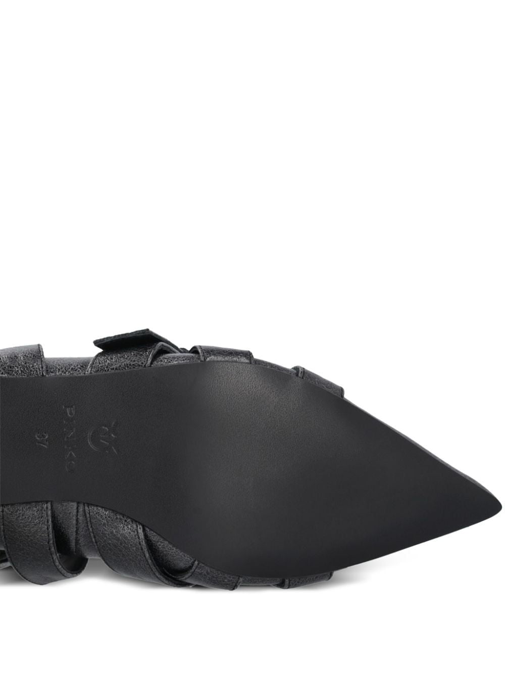 PINKO Leather Pointed Toe Flats with Crossover Strap Detail