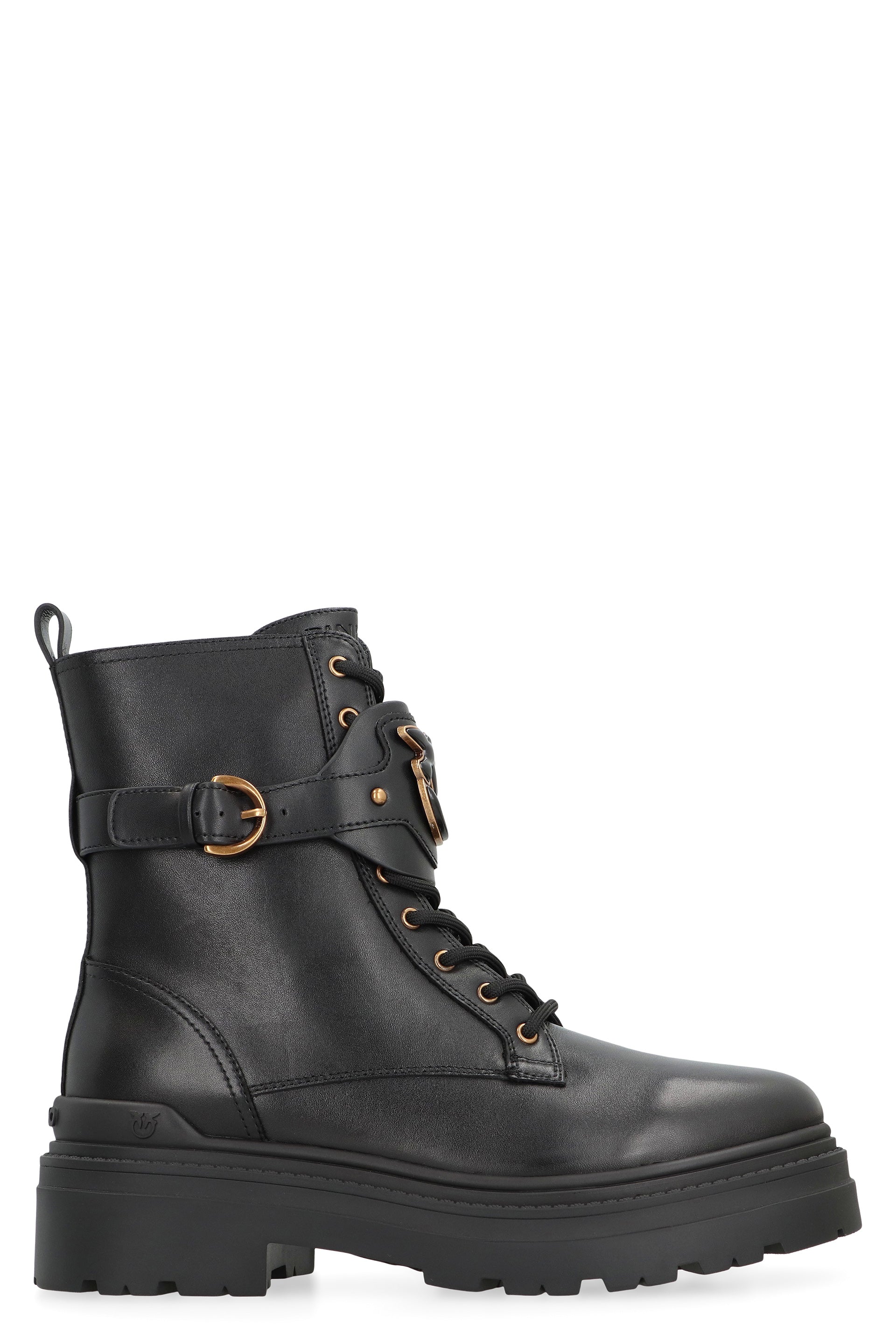 PINKO Mia Leather Combat Boots