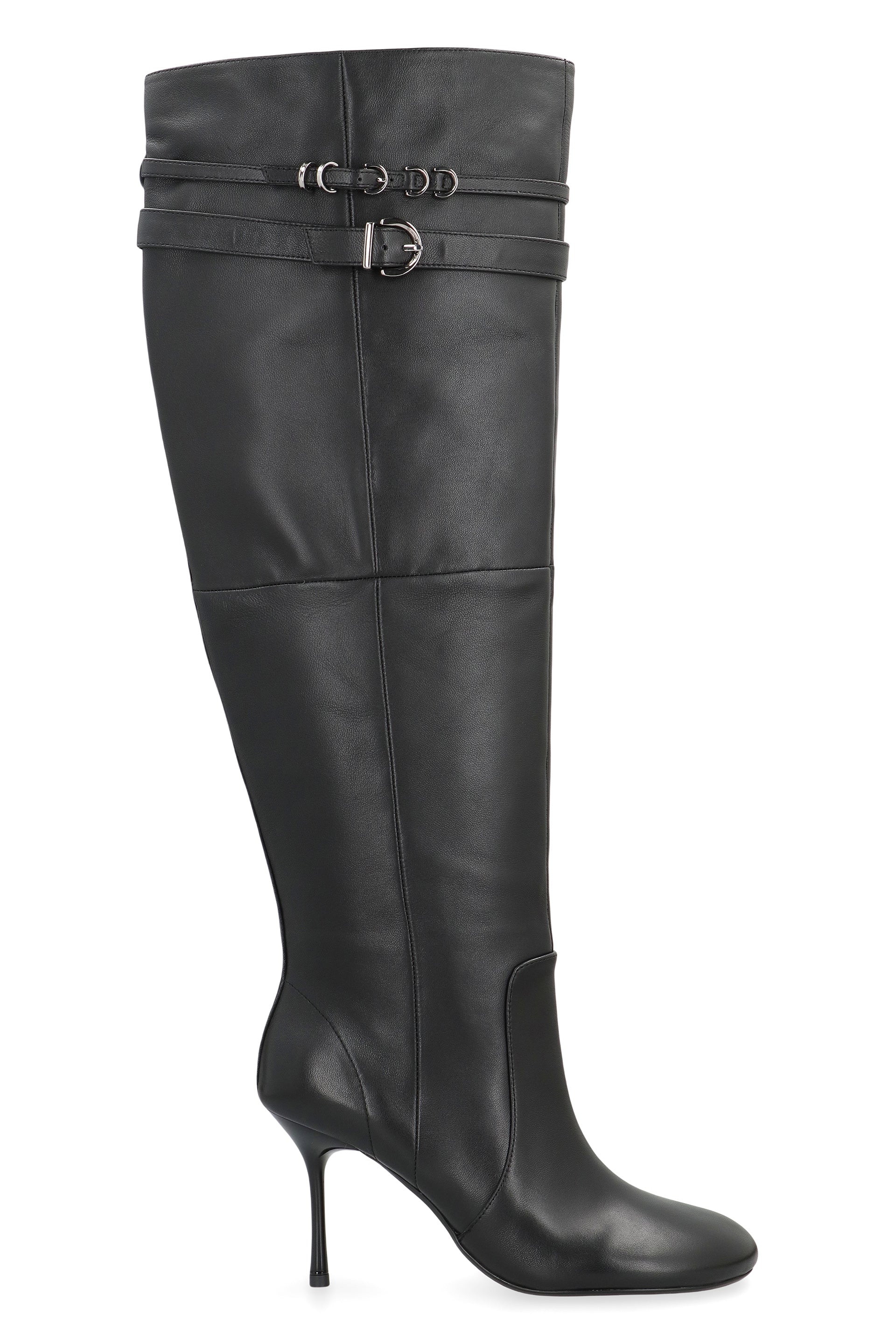 PINKO Polly Goat Leather Stiletto Boots
