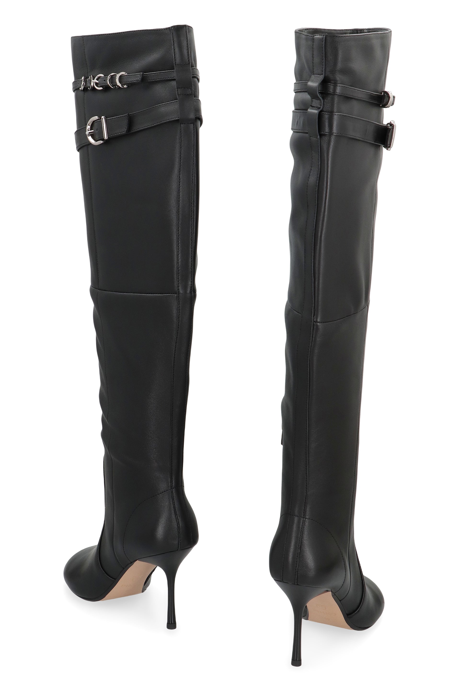 PINKO Polly Goat Leather Stiletto Boots