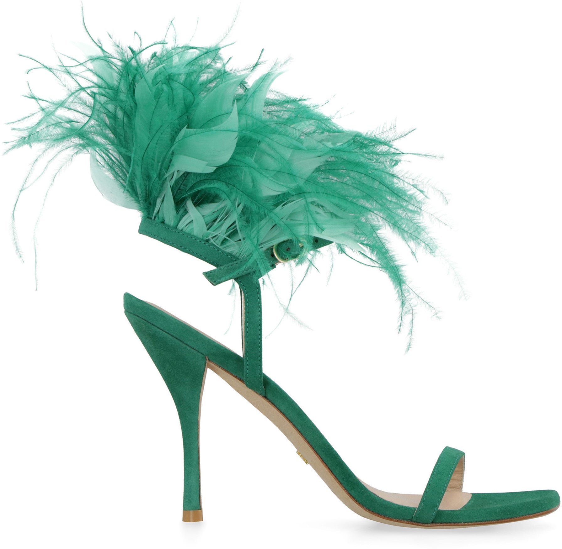STUART WEITZMAN Plume Suede Sandals with Stiletto Heel