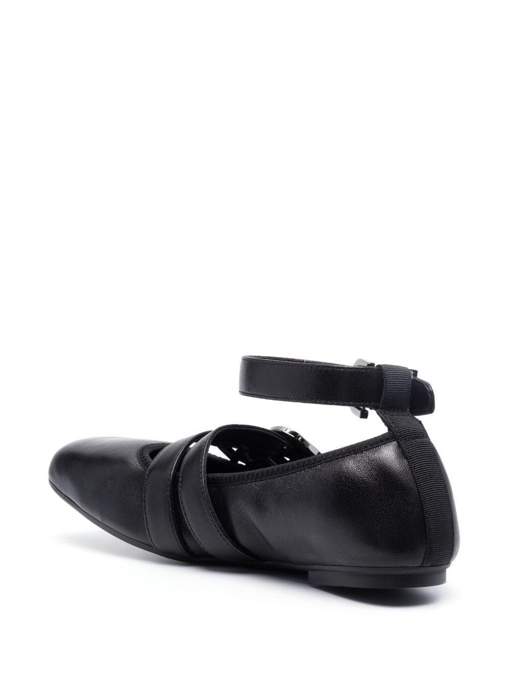 STUART WEITZMAN Timeless Leather Ballerina Shoes - Square Toe with Double Buckle