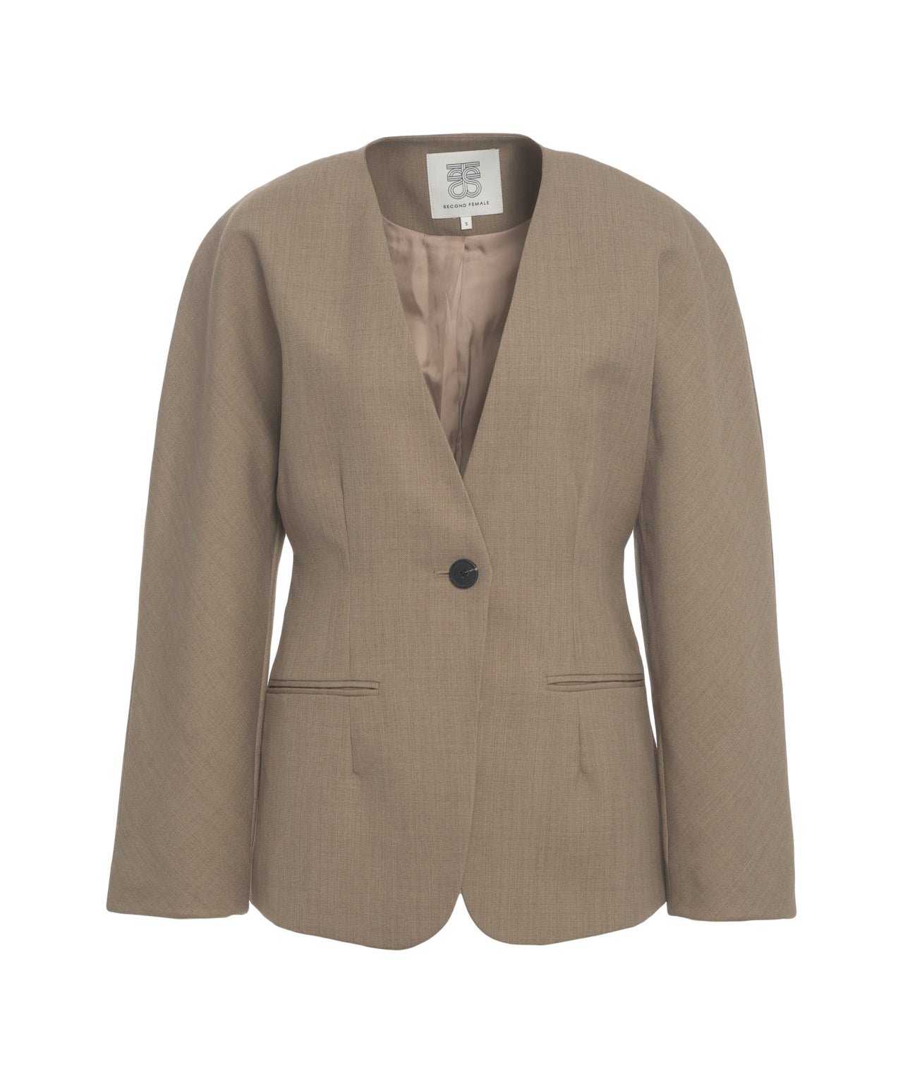 SECOND FEMALE Modern V-Neck Blazer with Flared Sleeves