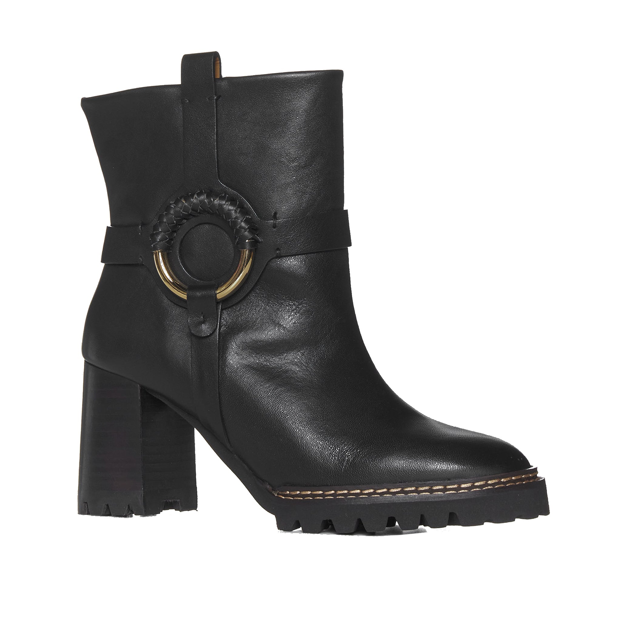 SEE BY CHLOE Hana Leather Ankle Boots with 3.1 in Heel