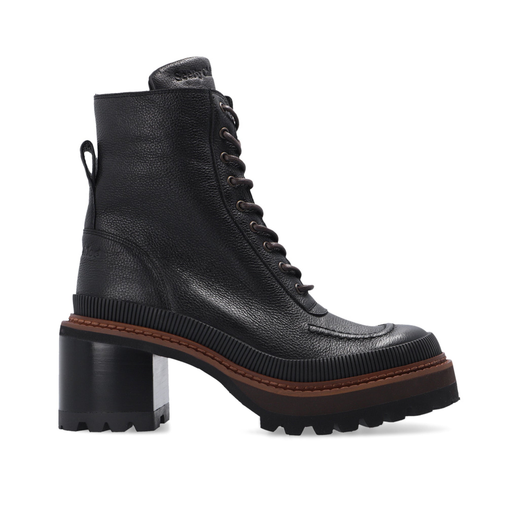 SEE BY CHLOE Mahalia Leather Lace-Up Ankle Boots
