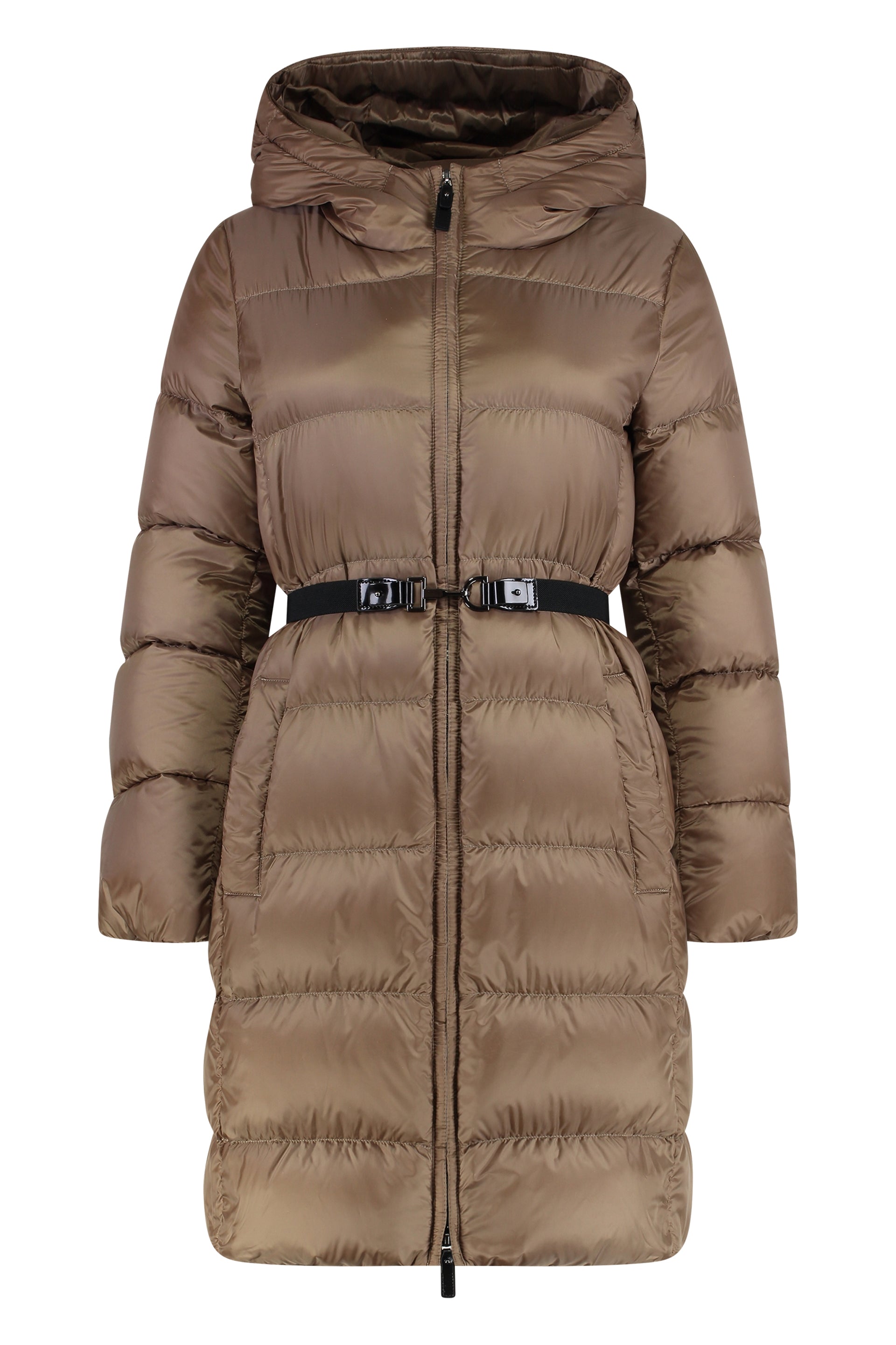 S MAX MARA Long Down Jacket with Removable Belt