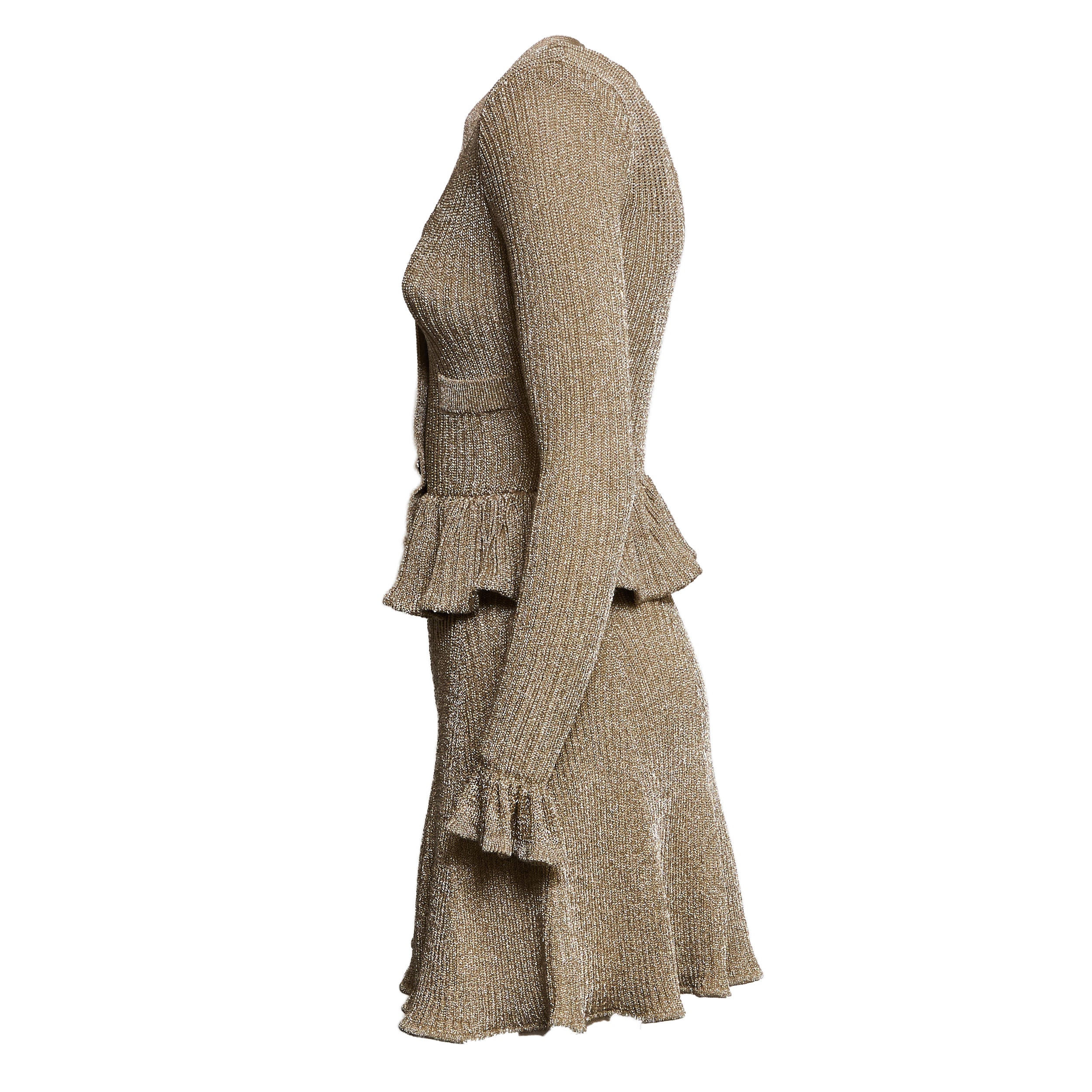 SELF-PORTAIT Peplum Knit Mini Dress with Functional Pockets