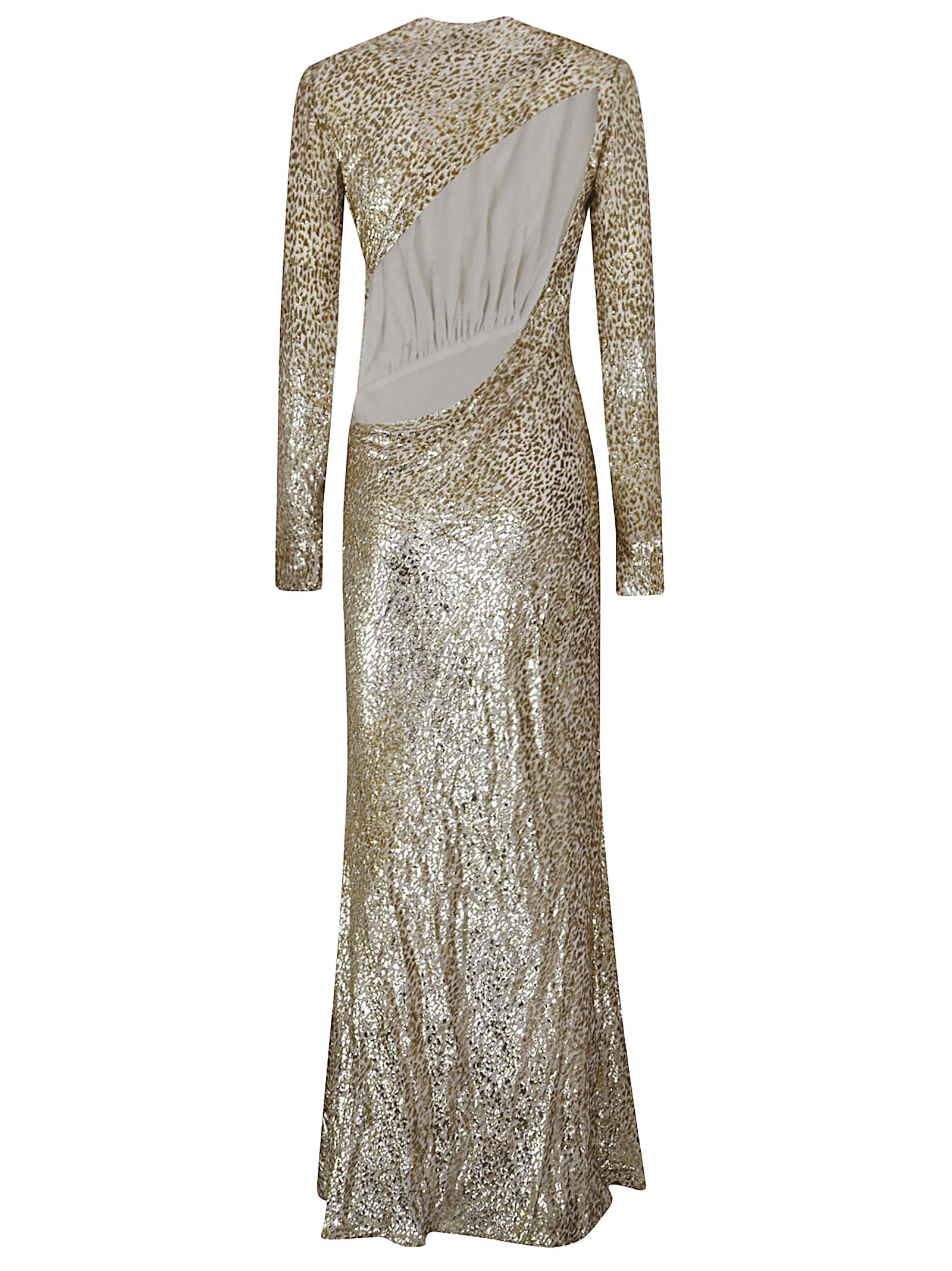 SELF PORTRAIT Fitted Fil Coupé Dress with Open Back and Asymmetrical Cut