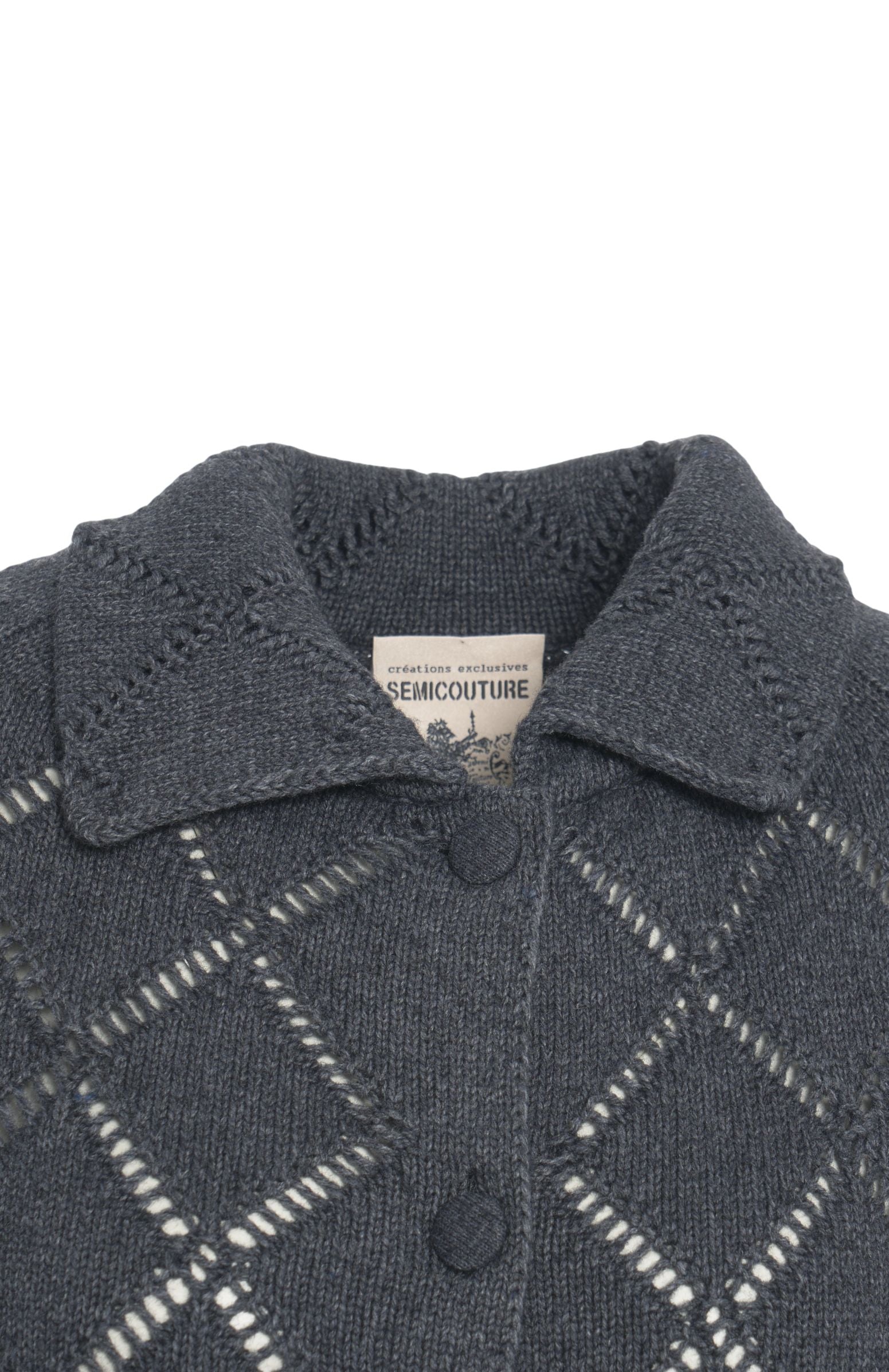 SEMICOUTURE Lightweight Knit Cardigan with Classic Collar