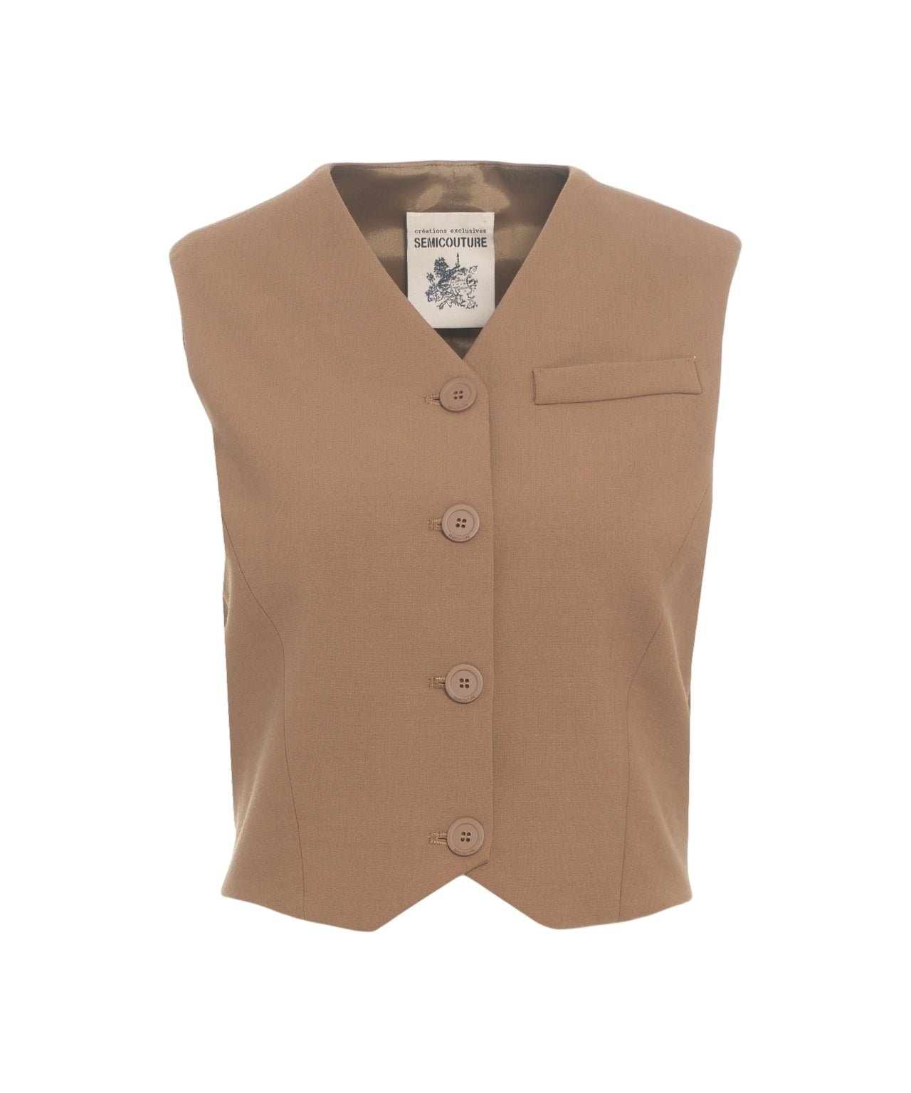 SEMICOUTURE Elegant V-Neck Waistcoat for Women - Fall Winter 25/26