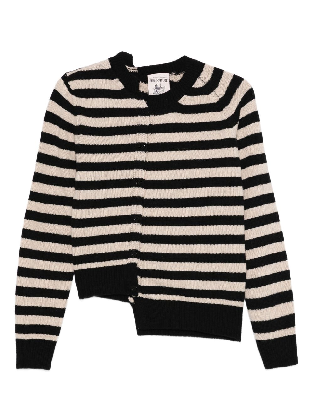 SEMICOUTURE Asymmetric Striped Sweater for Women