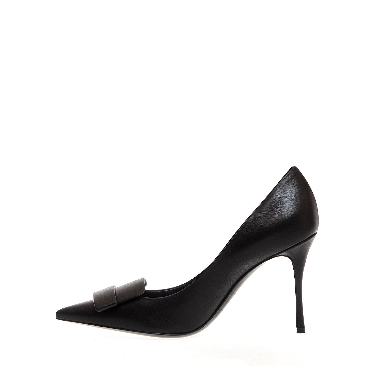 SERGIO ROSSI Elegant 110mm Black Leather Pumps