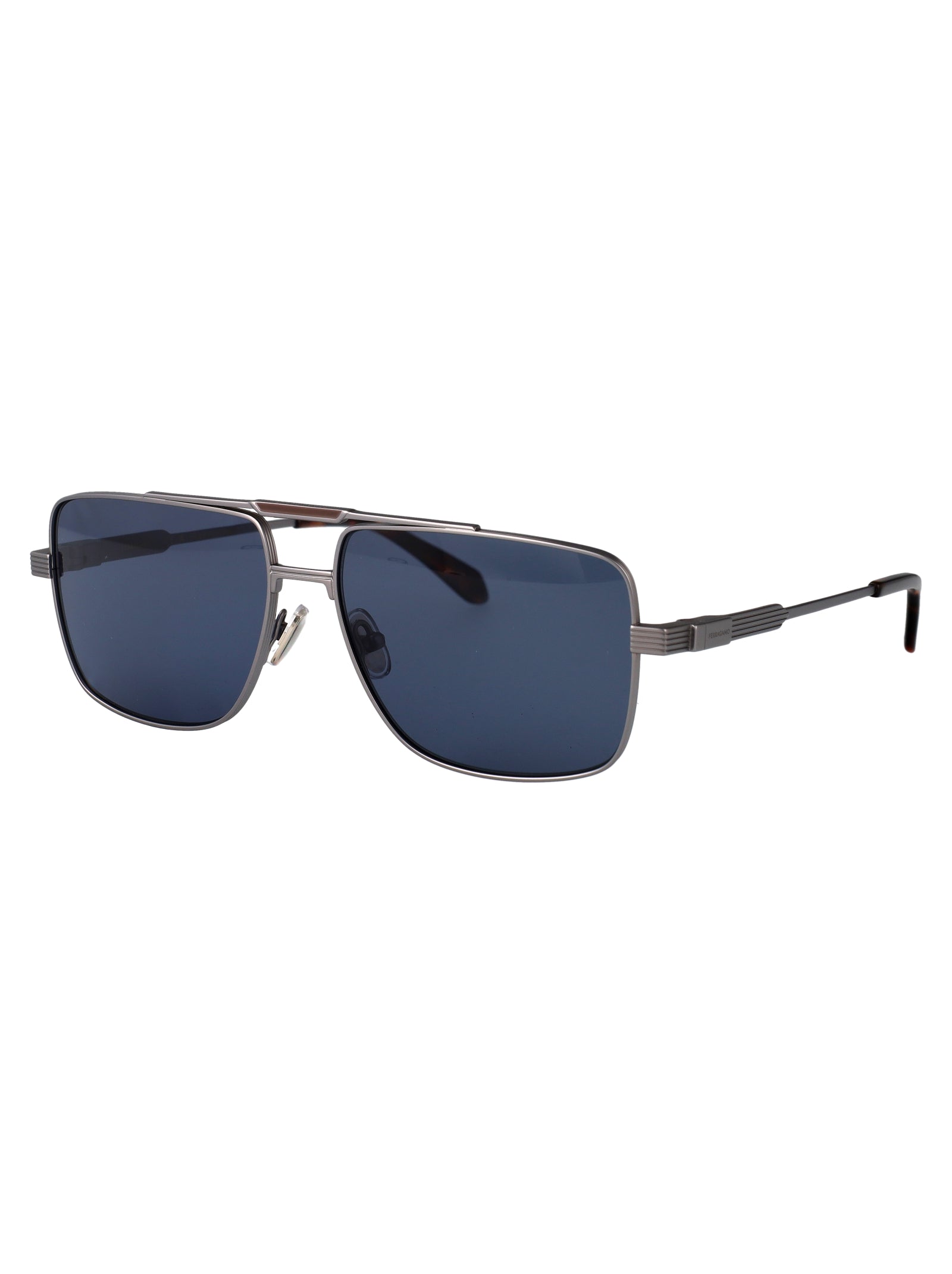 Ferragamo Matte Light Ruthenium Titanium Sunglasses for Men