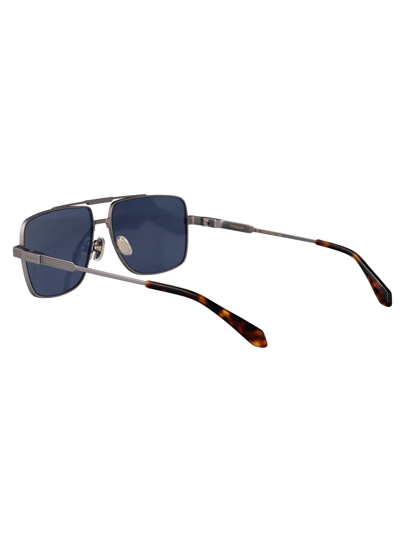 Ferragamo Matte Light Ruthenium Titanium Sunglasses for Men