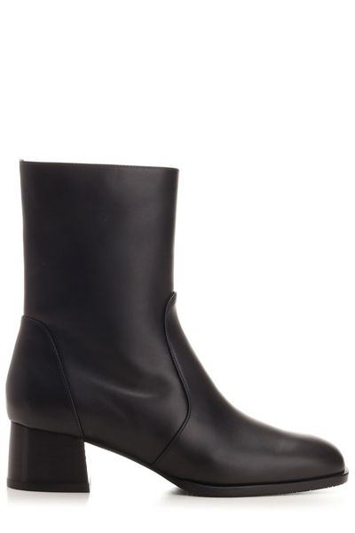 STUART WEITZMAN Fine Leather Nola Mini Zipped Ankle Boots