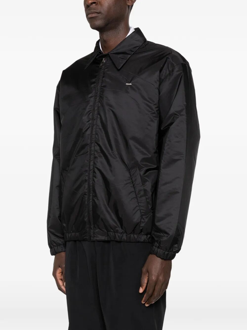 PRADA Zipped Nylon Jacket with Logo Embroidery for Men - SS26 Collection