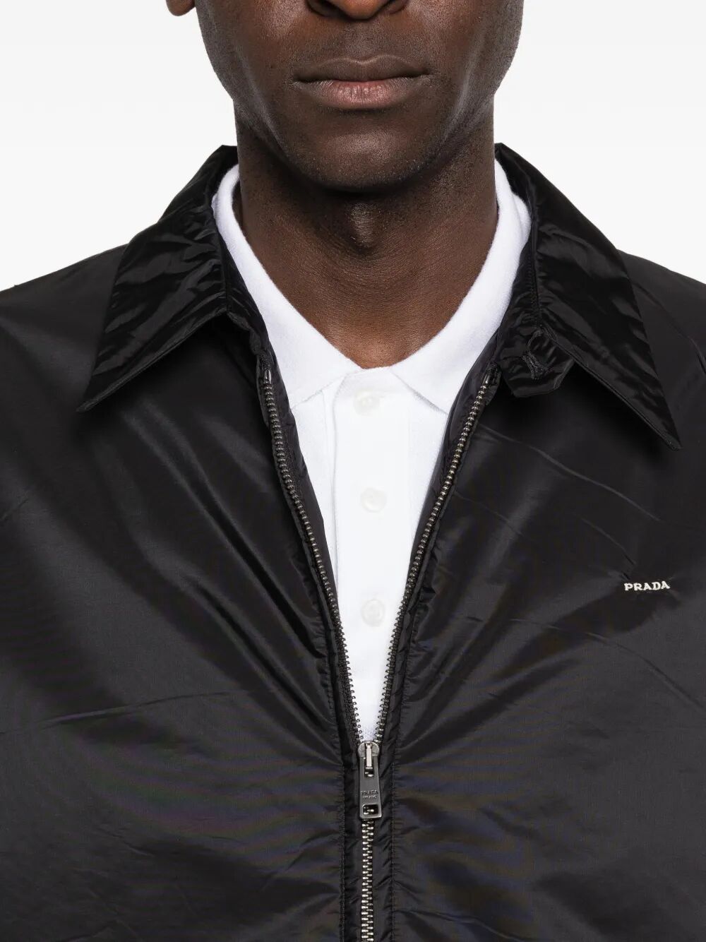 PRADA Zipped Nylon Jacket with Logo Embroidery for Men - SS26 Collection