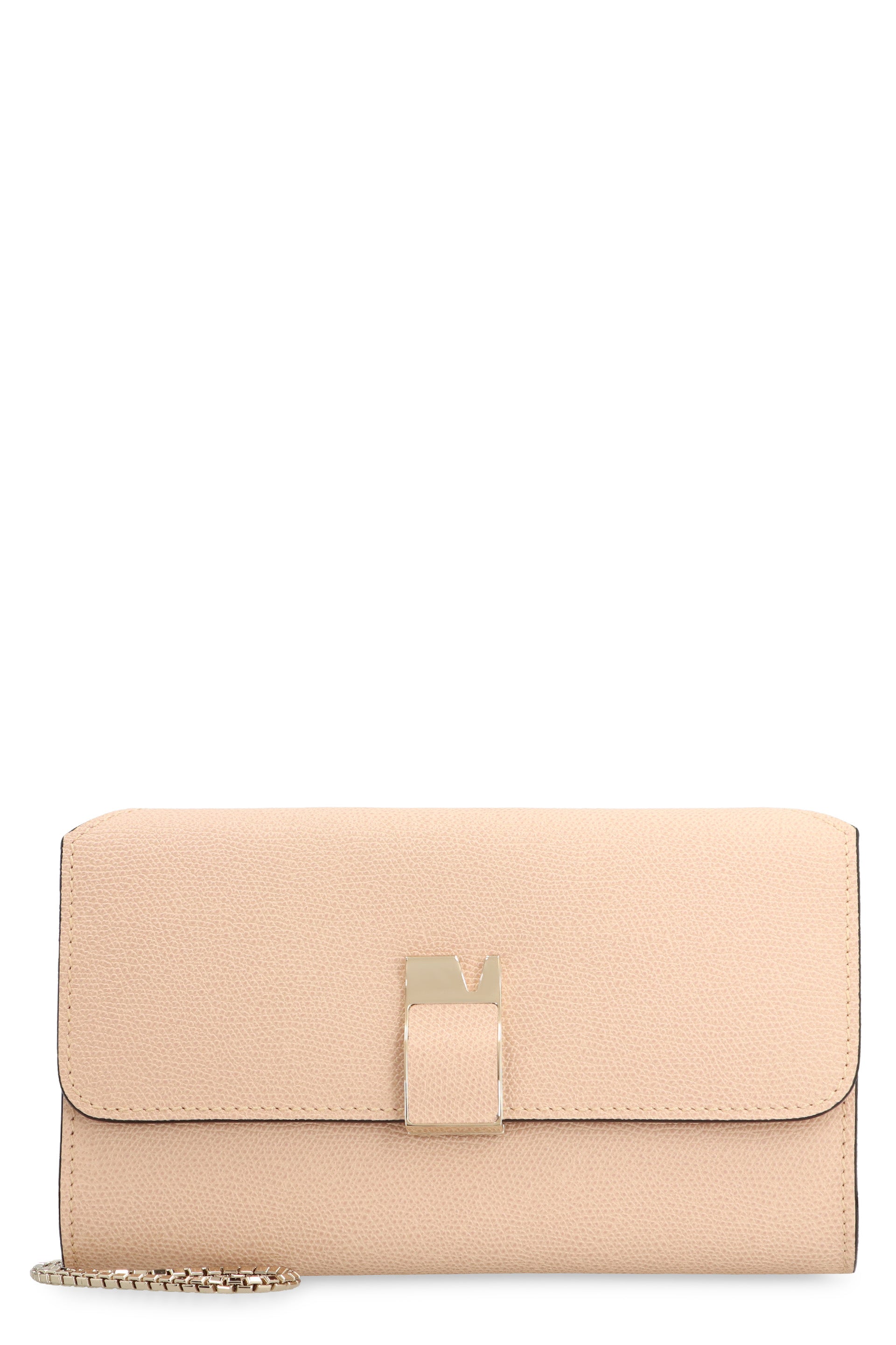 VALEXTRA Mini Leather Clutch with Chain Strap