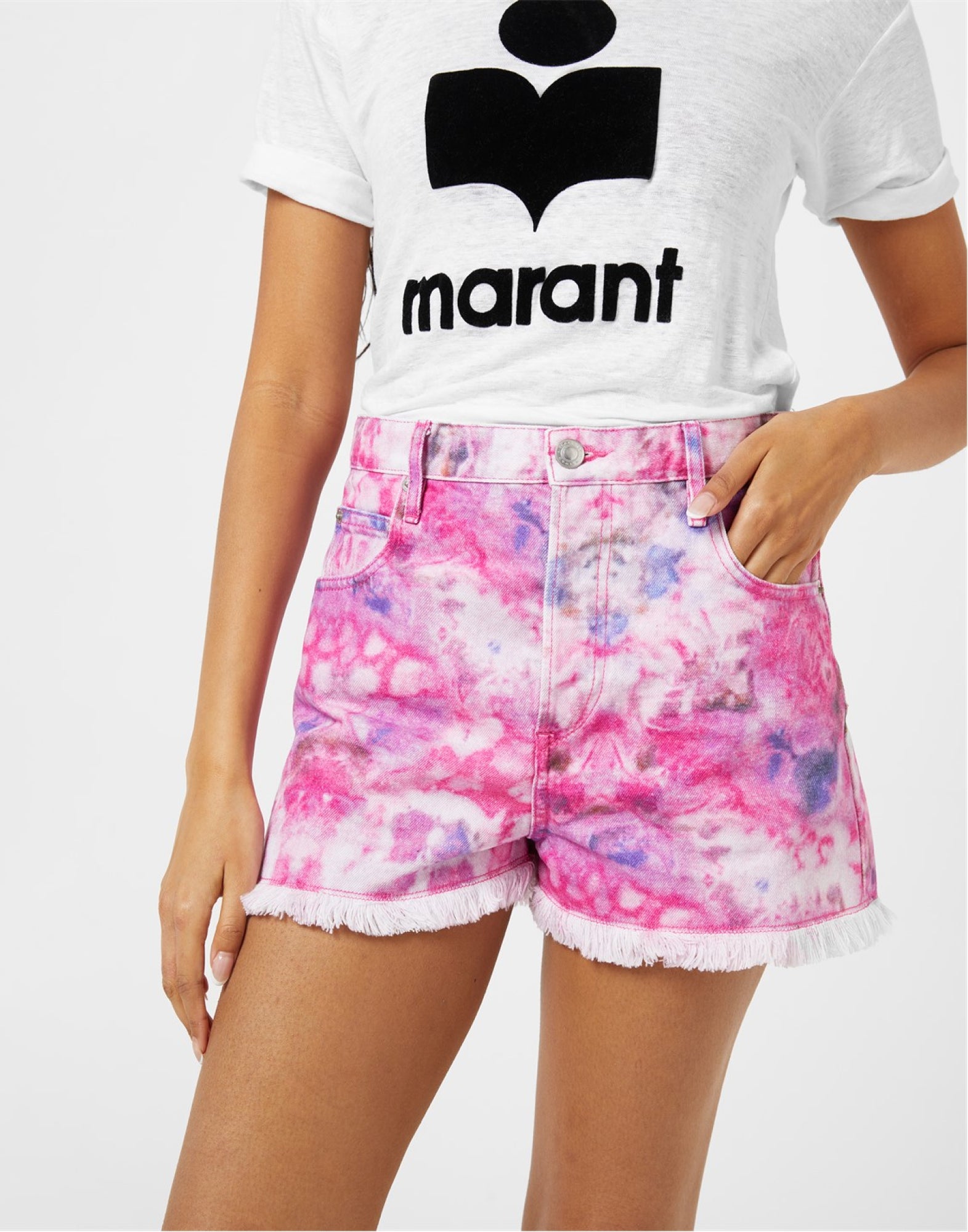 ISABEL MARANT Frayed Mini Tie-Dye Shorts