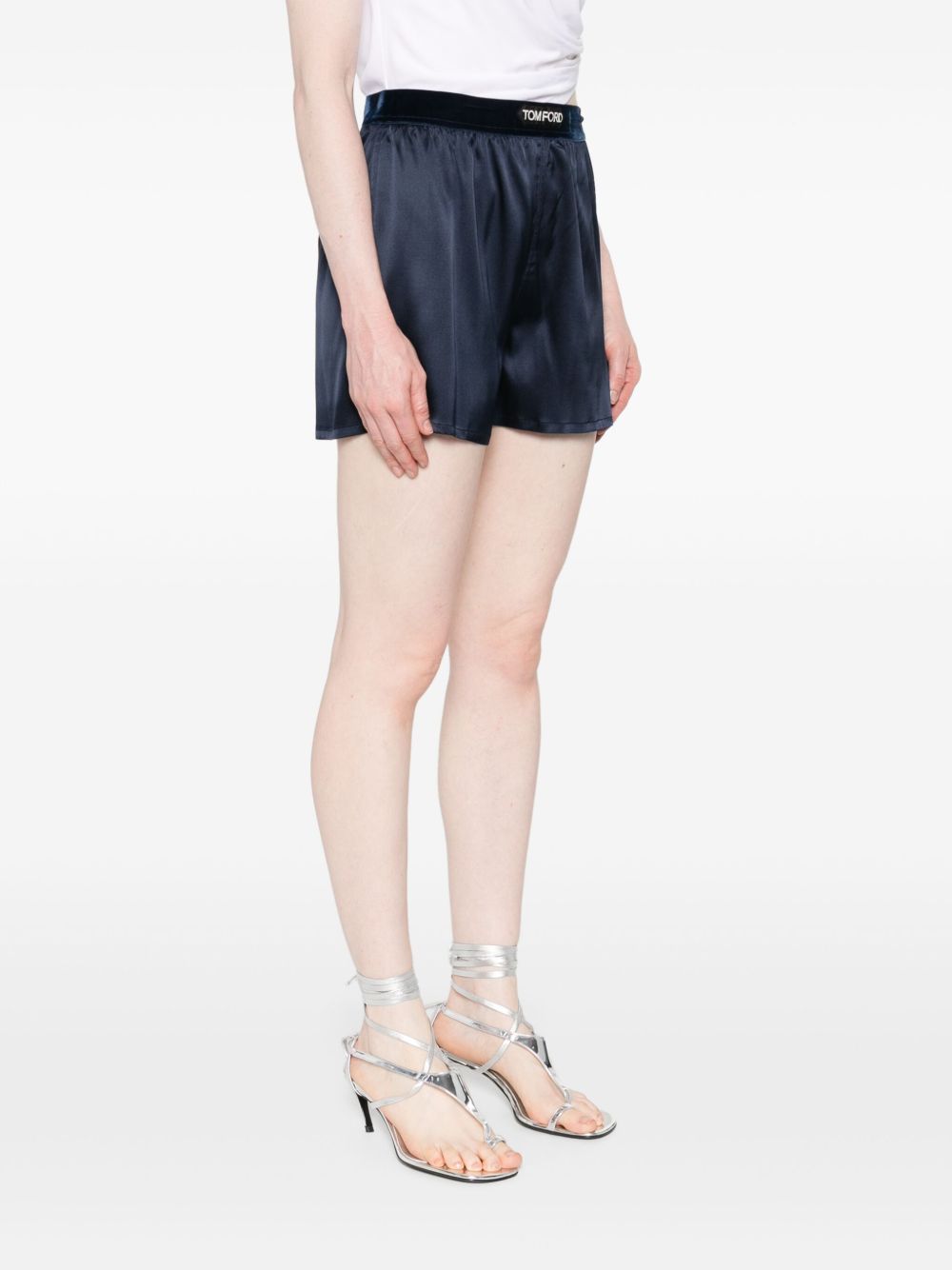 TOM FORD Silk Shorts with Elasticated Logo Waistband