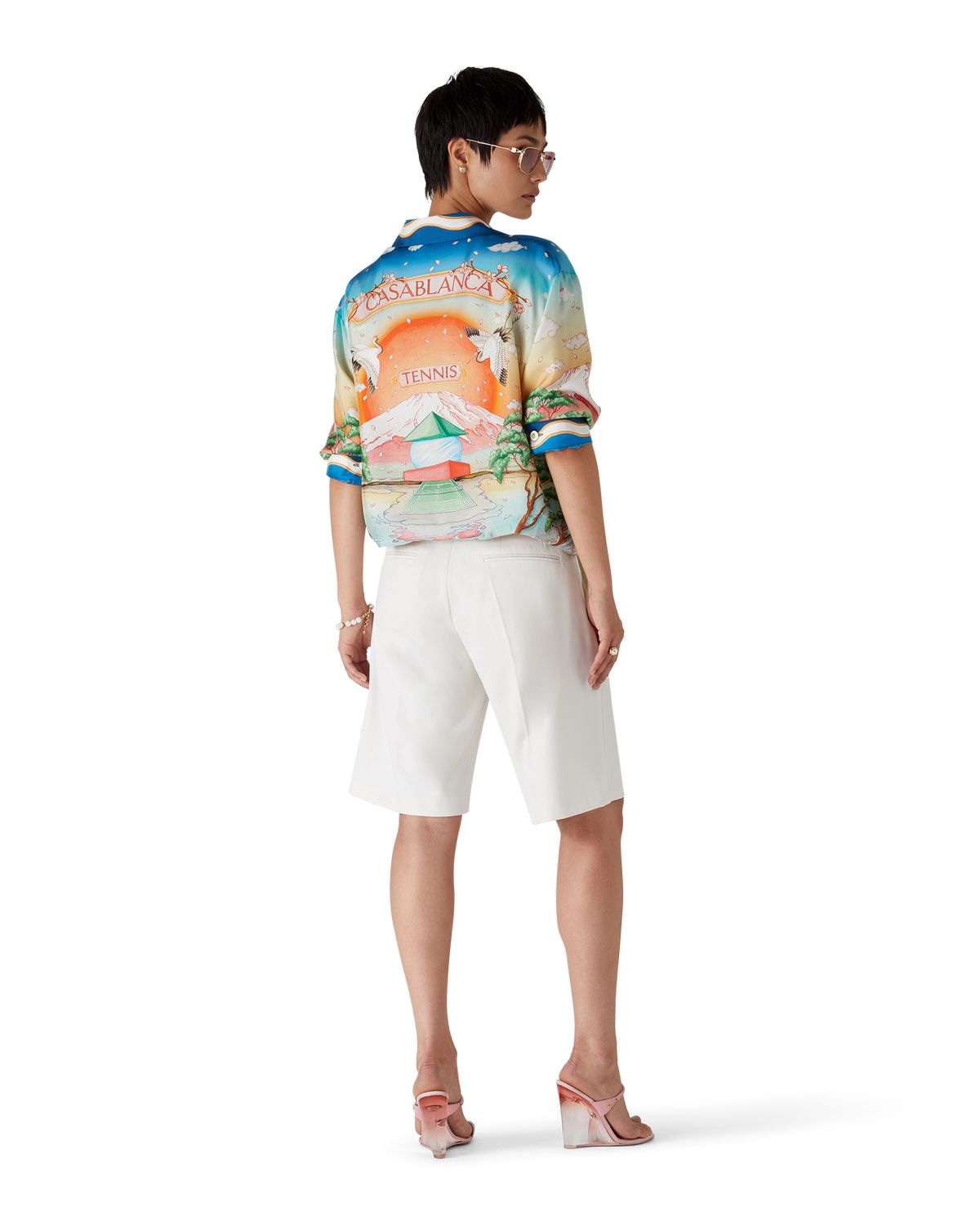 CASABLANCA Cuban Collar Long Sleeve Shirt - Tennis Inspired