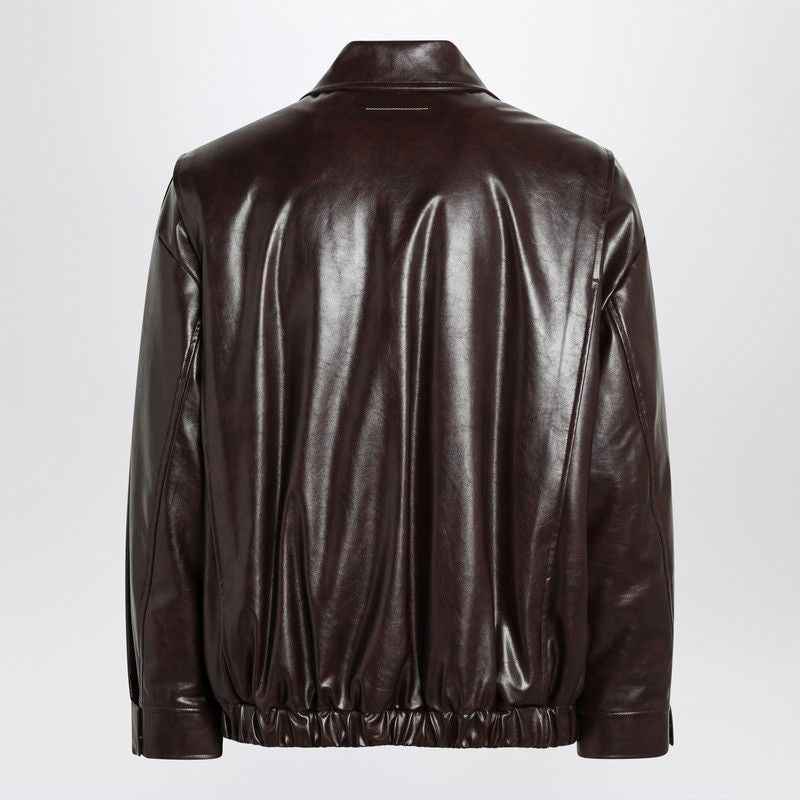 MM6 MAISON MARGIELA Faux Leather Zip Bomber Jacket for Men